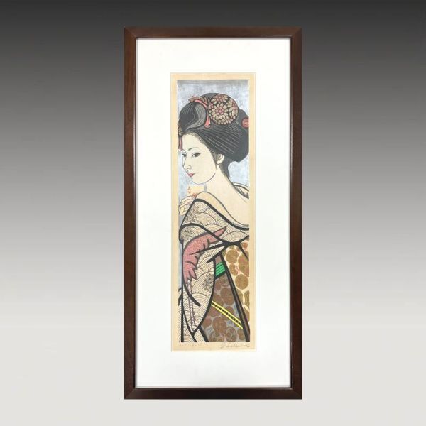 FCP】 真作保証 関野準一郎 限定木版画57.5x16cm 「舞妓 トランプ