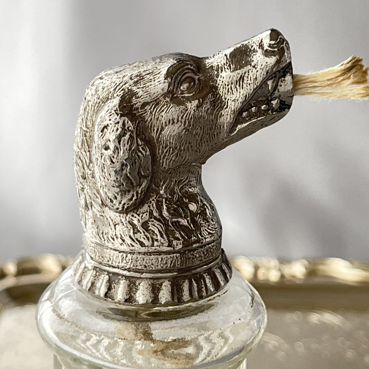 英国】レトリバー テーブルシガーライター【シルバープレート / ガラス