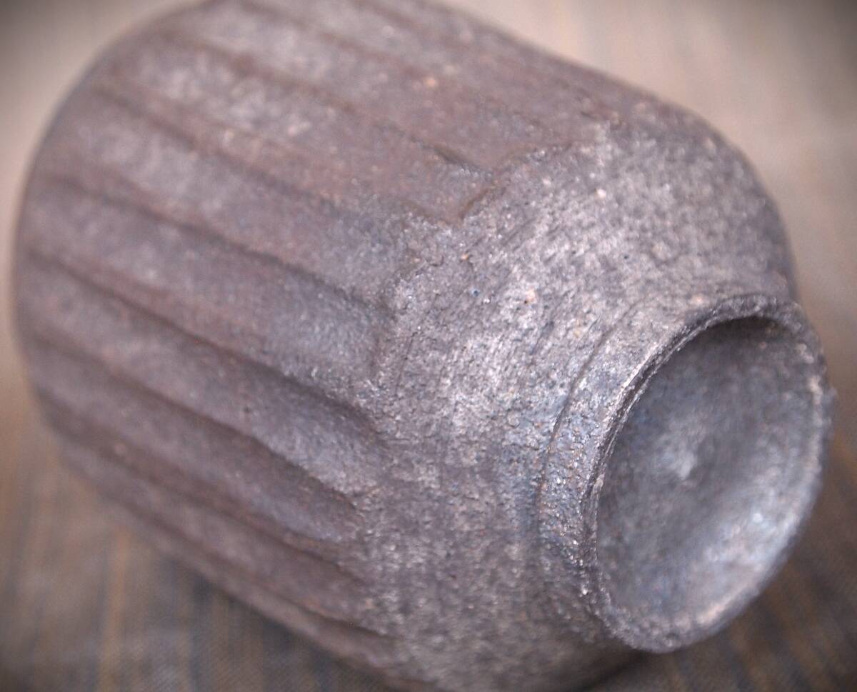 希少作☆中里隆☆焼き締めしのぎ文湯のみ☆栞 希少作☆中里隆☆焼き