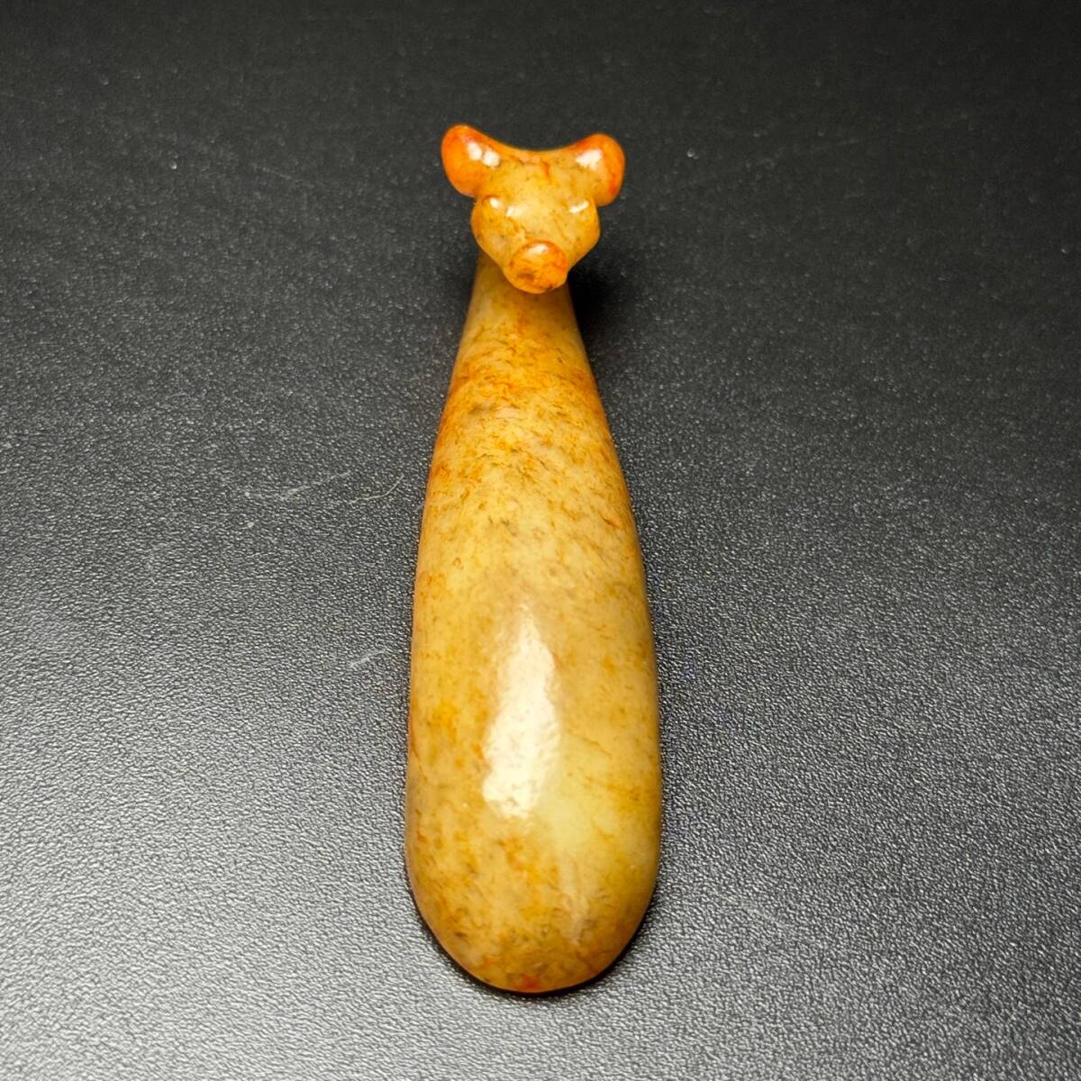 実家の蔵 天然大理石 玉をくわえた龍の彫刻 古い判材 判子材 未使用