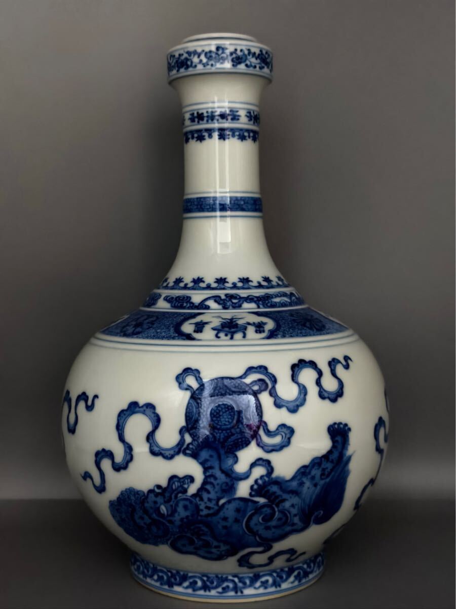 極美品中国古玩 花瓶 哥窯 青磁 骨董 古玩 古美術 高22.5c m YC016