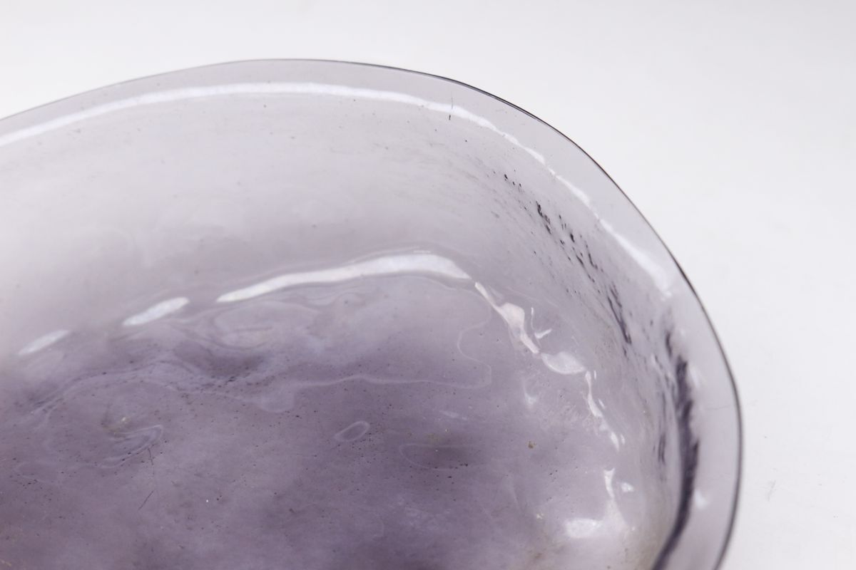 江戸ガラス 型吹きガラスあわび型皿 紫 ギヤマン びいどろ