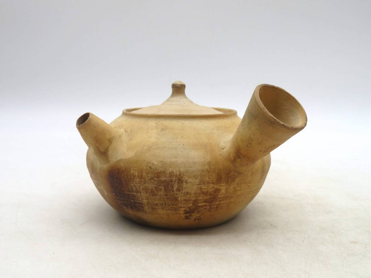 K8625 白泥 橫手急須 湯沸かし 合箱 煎茶道具 陶磁器 古美術 時代物 古