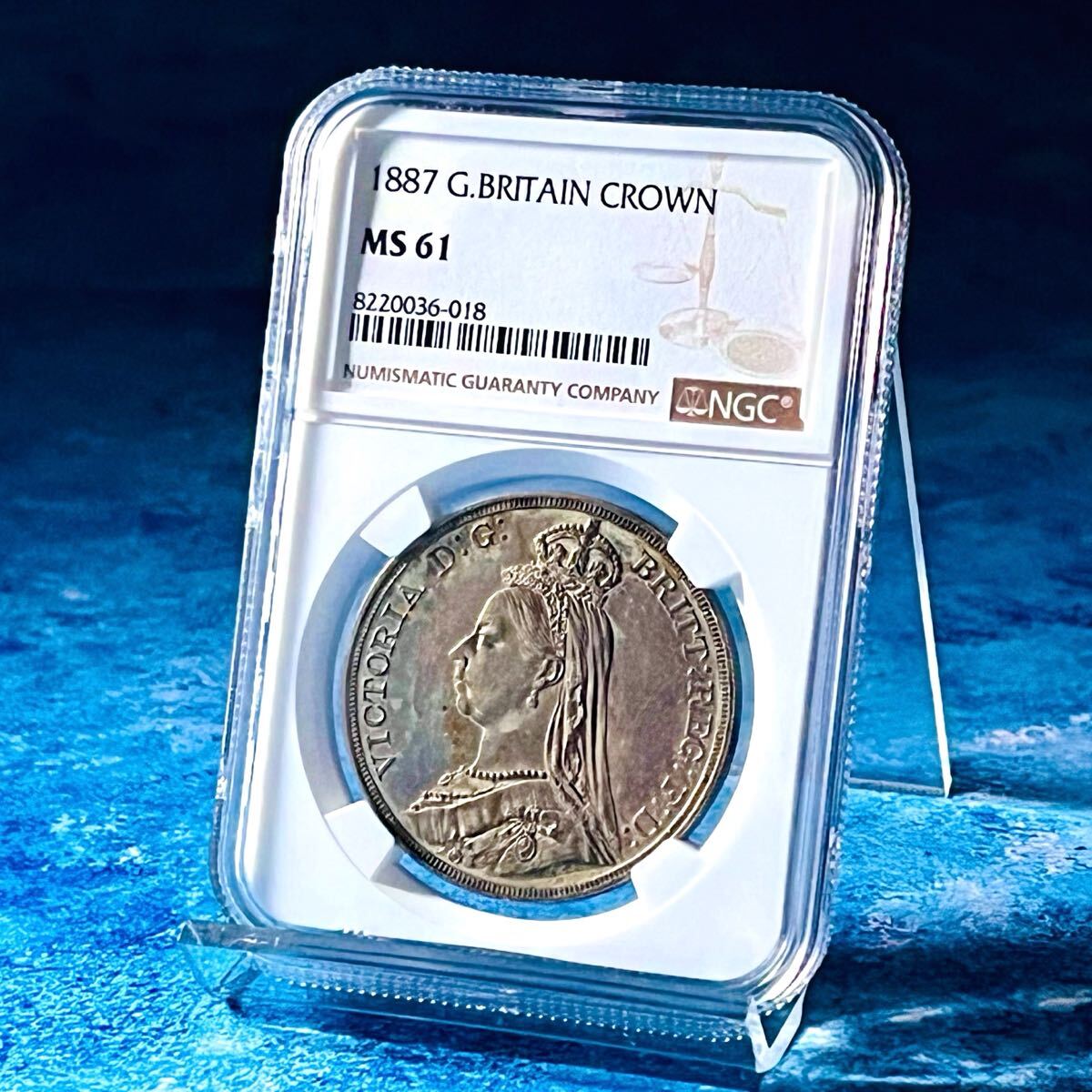 イギリス ヴィクトリア ジュビリー 銀貨 1887 NGC MS 61