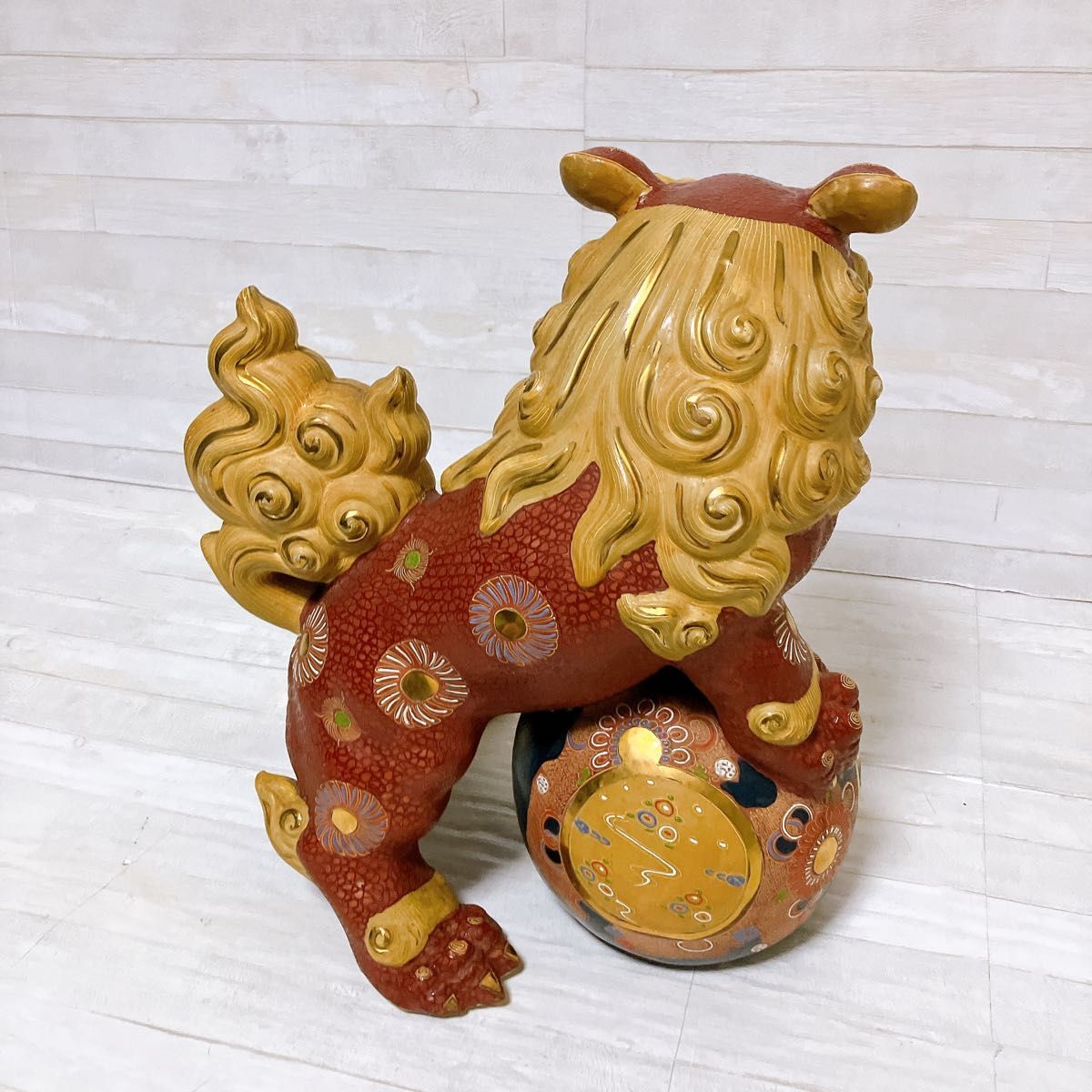 九谷焼 玉乗り獅子 玉獅子 厄除け 招福 縁起物 魔除け 石像 シーサー