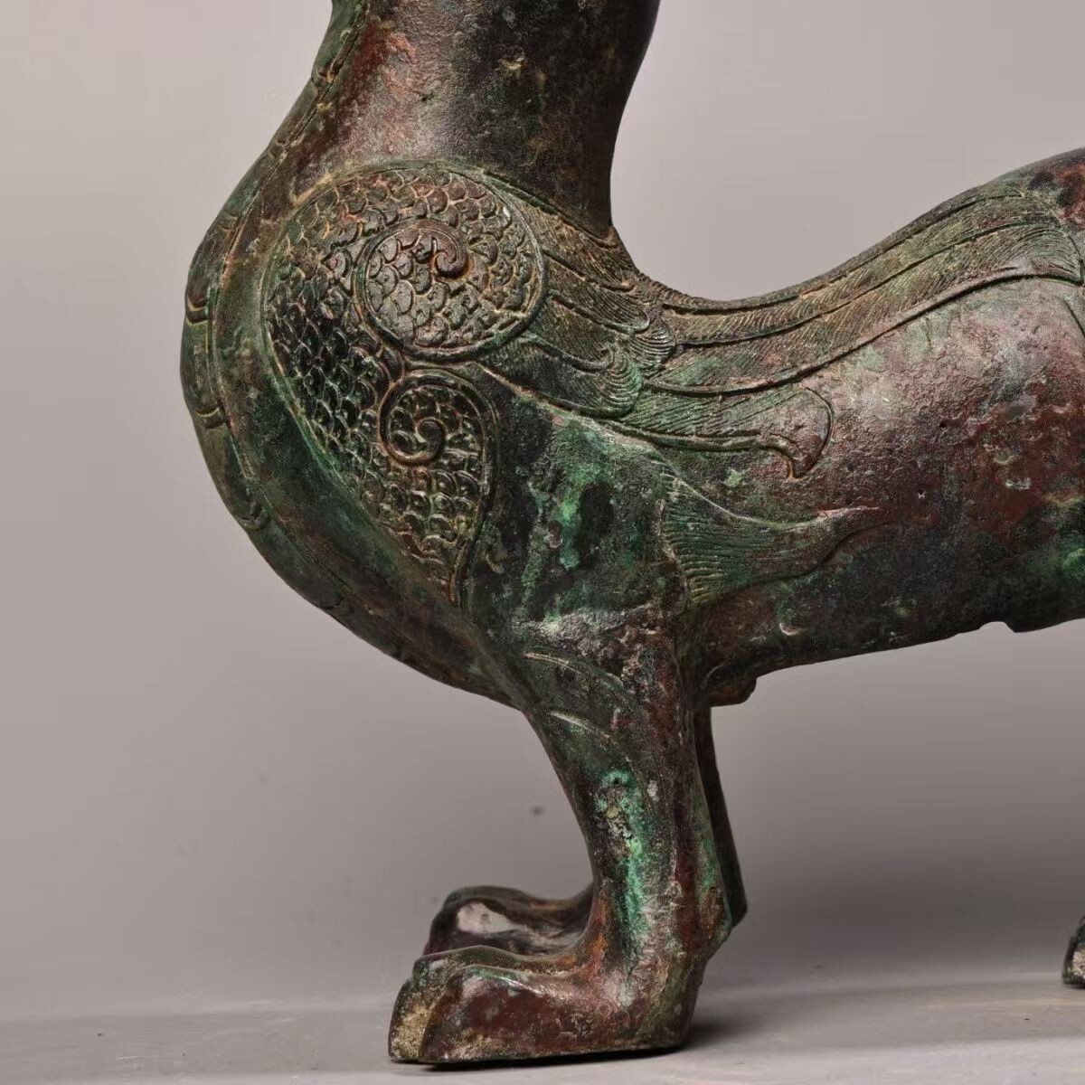 j989中国古玩 旧家収蔵 青銅器 鳥獣 重さ1800グラム 高さ23センチ 幅