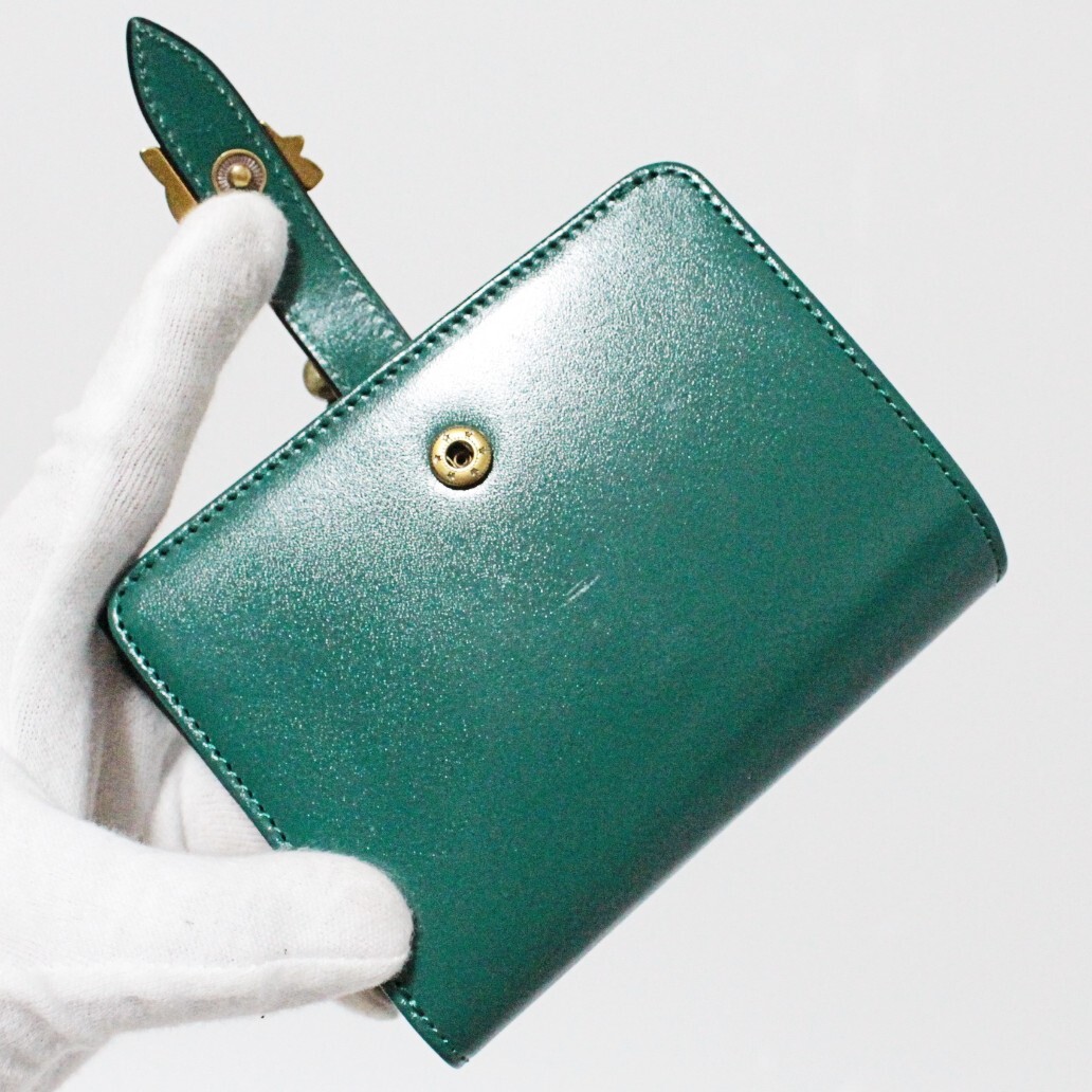 新品 アナスイ ブルボン ローズブローチベルト がま口小銭入れ 折り財布 黒