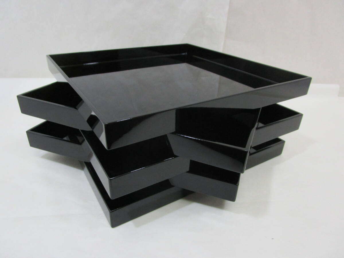 利休形』 木製 真塗 懐石膳｛五客｝ 化粧箱 利休形』木製