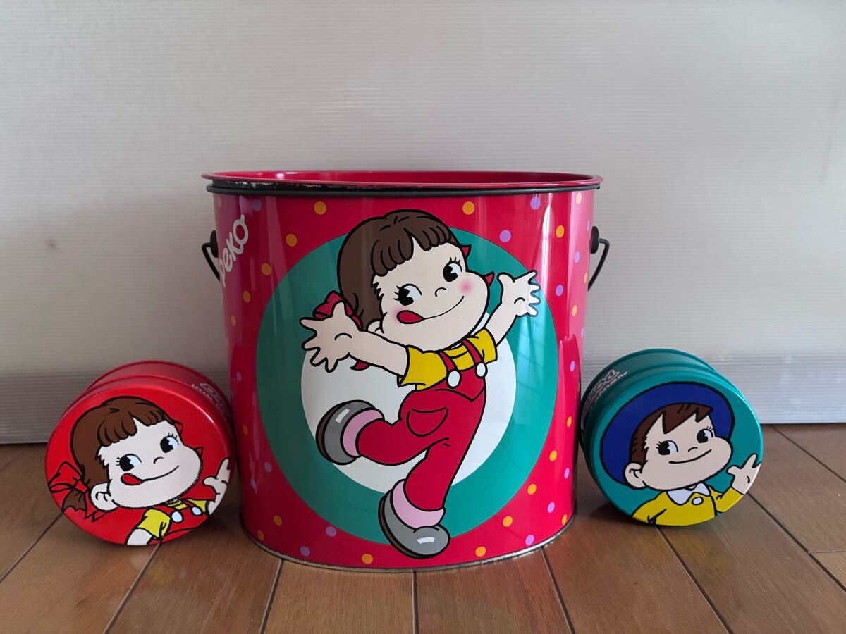 不二家ペコちゃん スツール スチール缶 2個まとめ売り グッズ セット