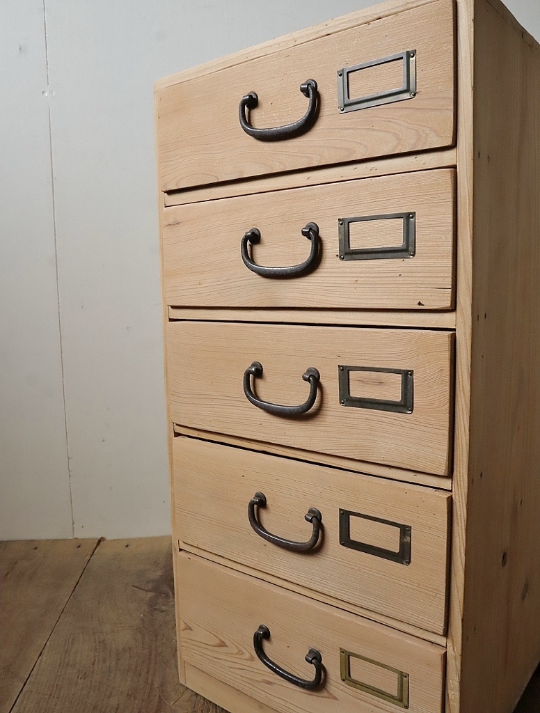 古道具 5段小引き出し 昭和レトロ 小引き出し 5段 5杯 小抽斗 木製