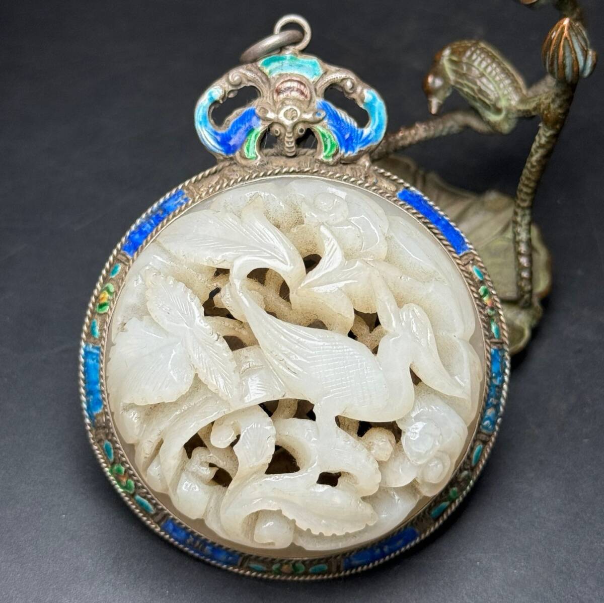 希少美品 古唐物 和田玉製 鳳紋 置物 賞物 年代物