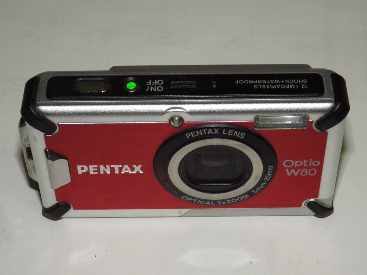 1210万画素☆PENTAX Optio W80 コンパクトデジタルカメラ カーディナル
