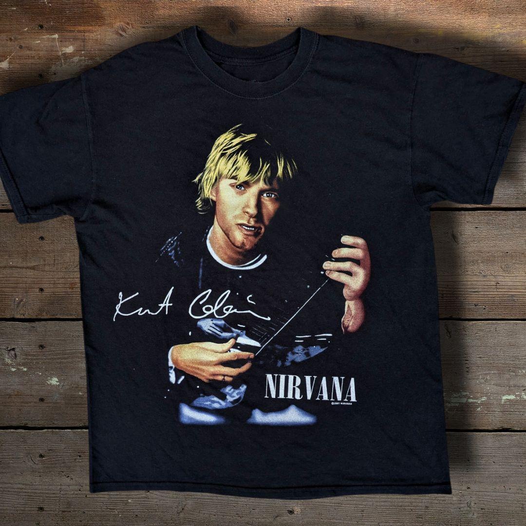00s カートコバーン Tシャツ ネイビー 希少 00's NIRVANA ヴィンテージ