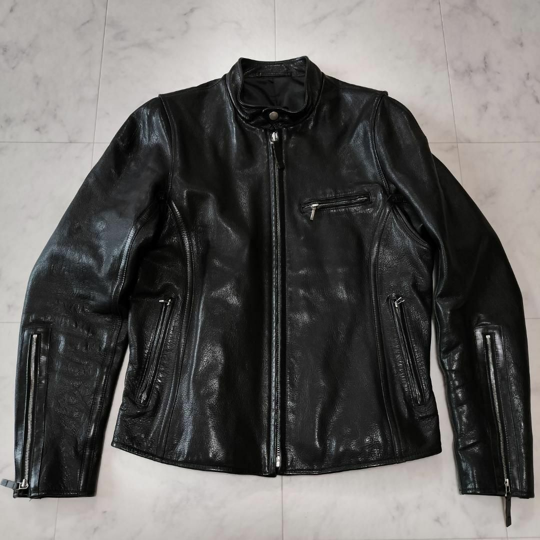 ヘルムートラング シングルライダースジャケット 羊革 36 M~L 00s 黒