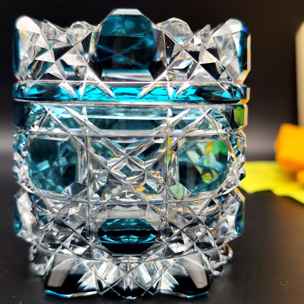 超希少品☆黒川昭男 江戸切子 棗 蓋物 茶道具 （切子、江戸切子、薩摩