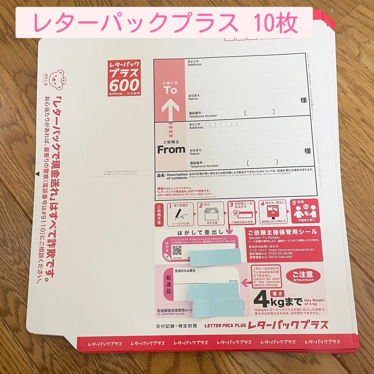 レターパックプラス A4ファイルサイズ 600円 レターパックプラス（600