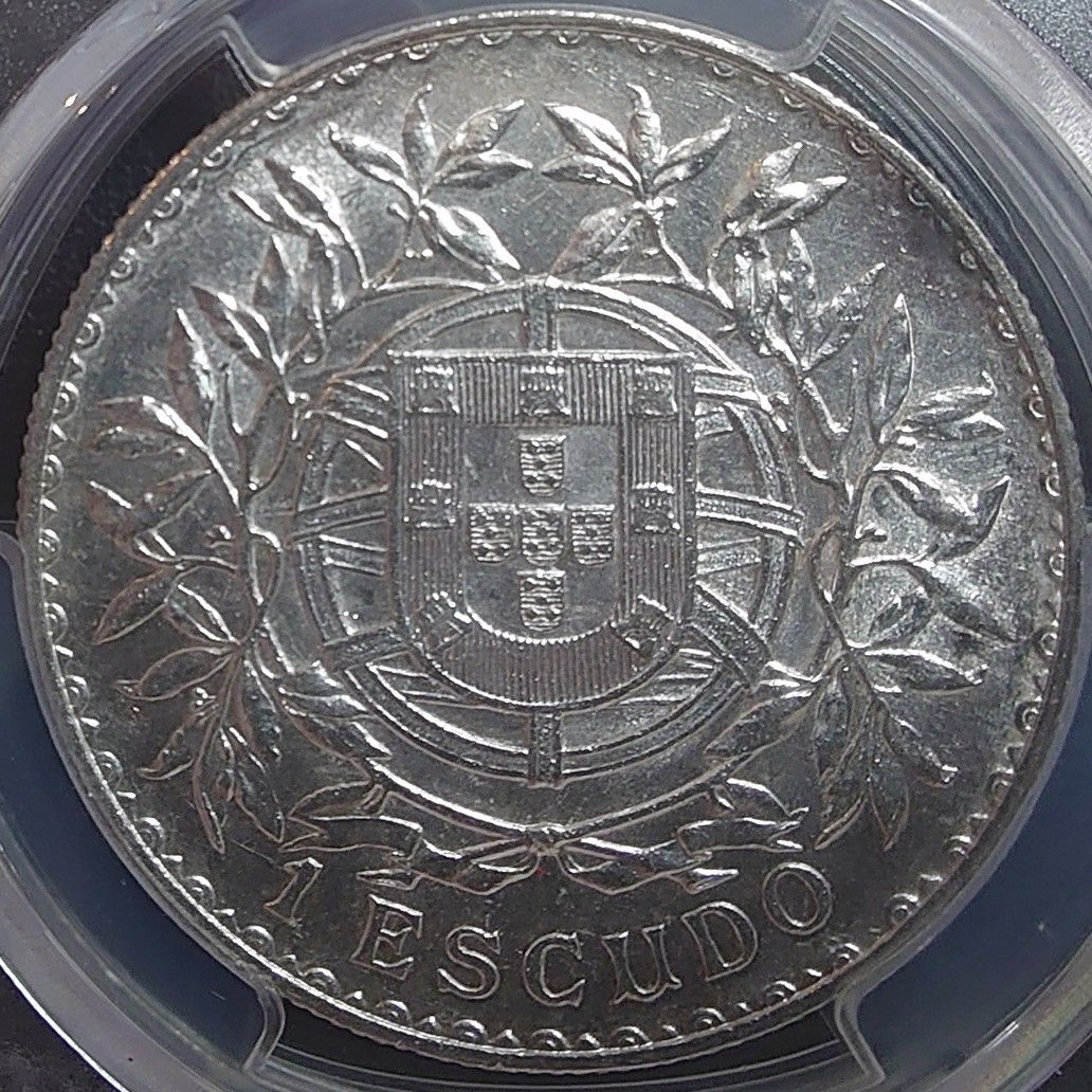 1915年 ポルトガル銀貨 1エスクード リバティヘッド銀貨 PCGS AU55 EF