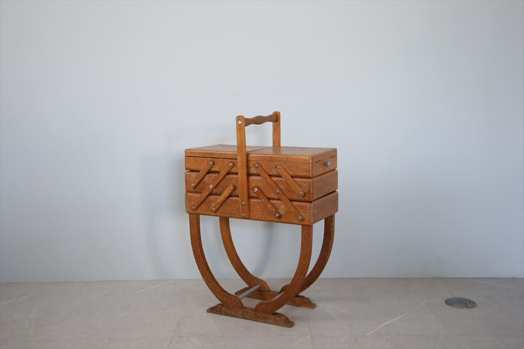 フランスアンティーク◇木製ソーイングボックスc/裁縫箱/化粧道具