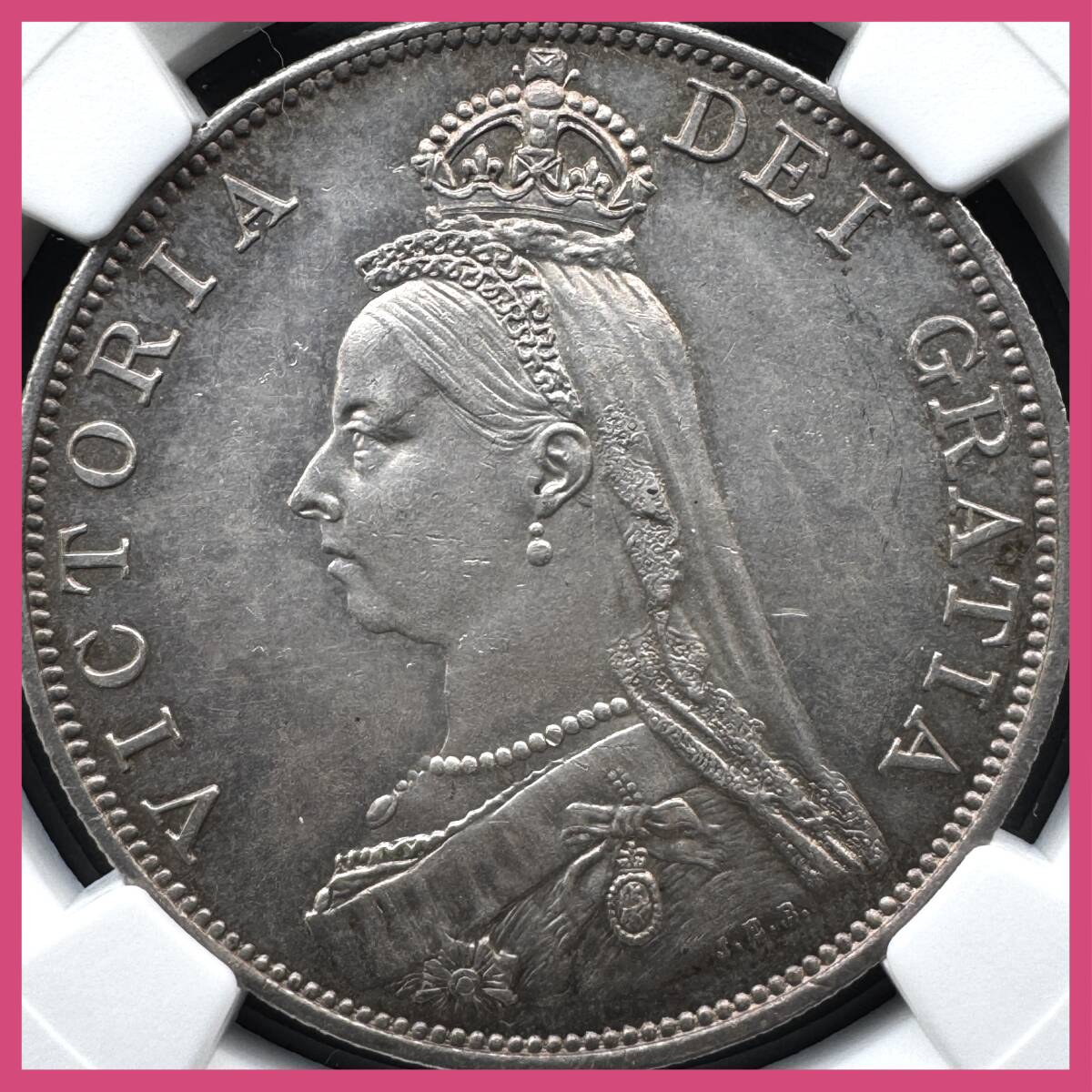 NGC MS62 イギリス ヴィクトリア ダブルフローリン 4シリング 銀貨