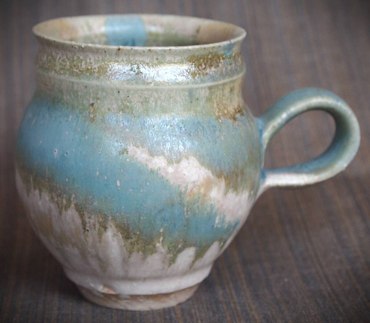 人気作家☆金澤尚宜☆うねうね青マグカップ☆あよお 熊本県