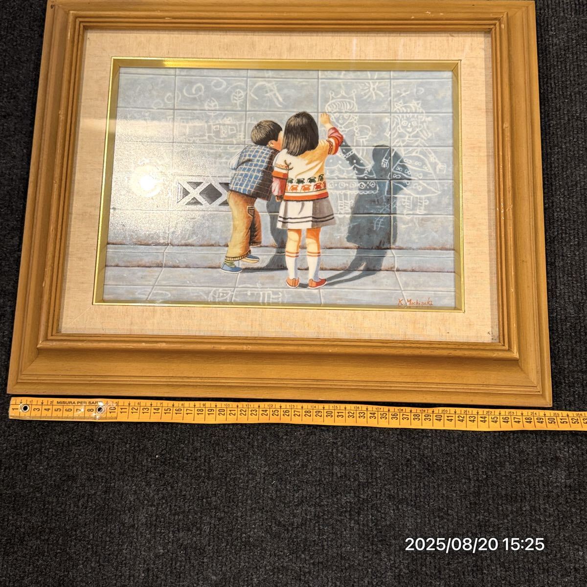 真作】望月一雄 コレクション 落書き 九谷焼 陶版画 インテリア 額装