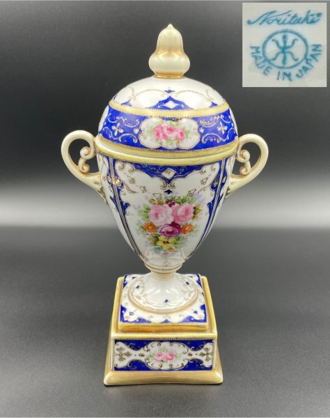 希少 オールドノリタケ Noritake 丸木印 ピンク色 盛上 踊る裸女 花瓶