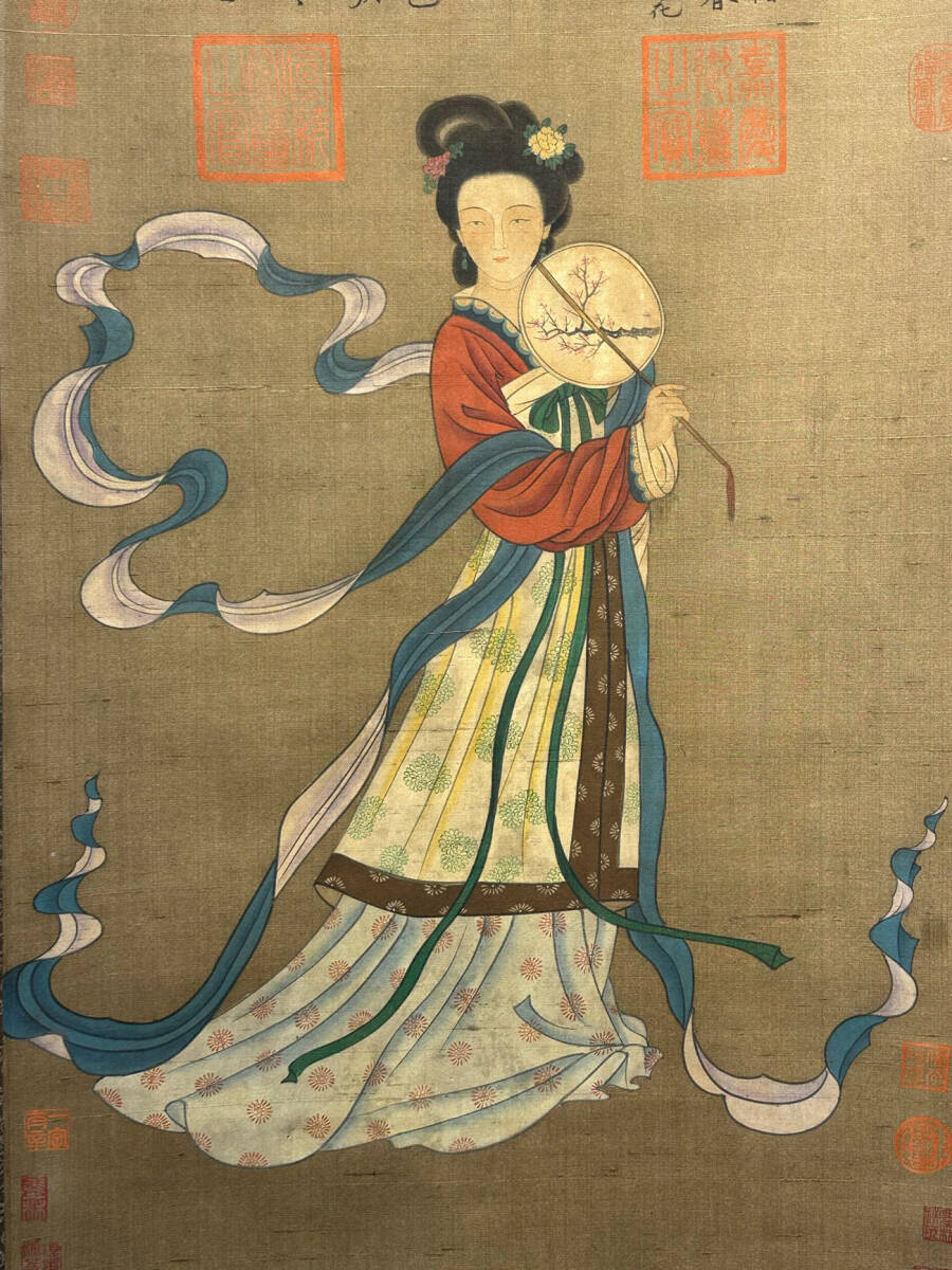 古美術 掛け軸 中国・近現代 「張大千書」 紙本 【碧峰泛舟図】 立軸