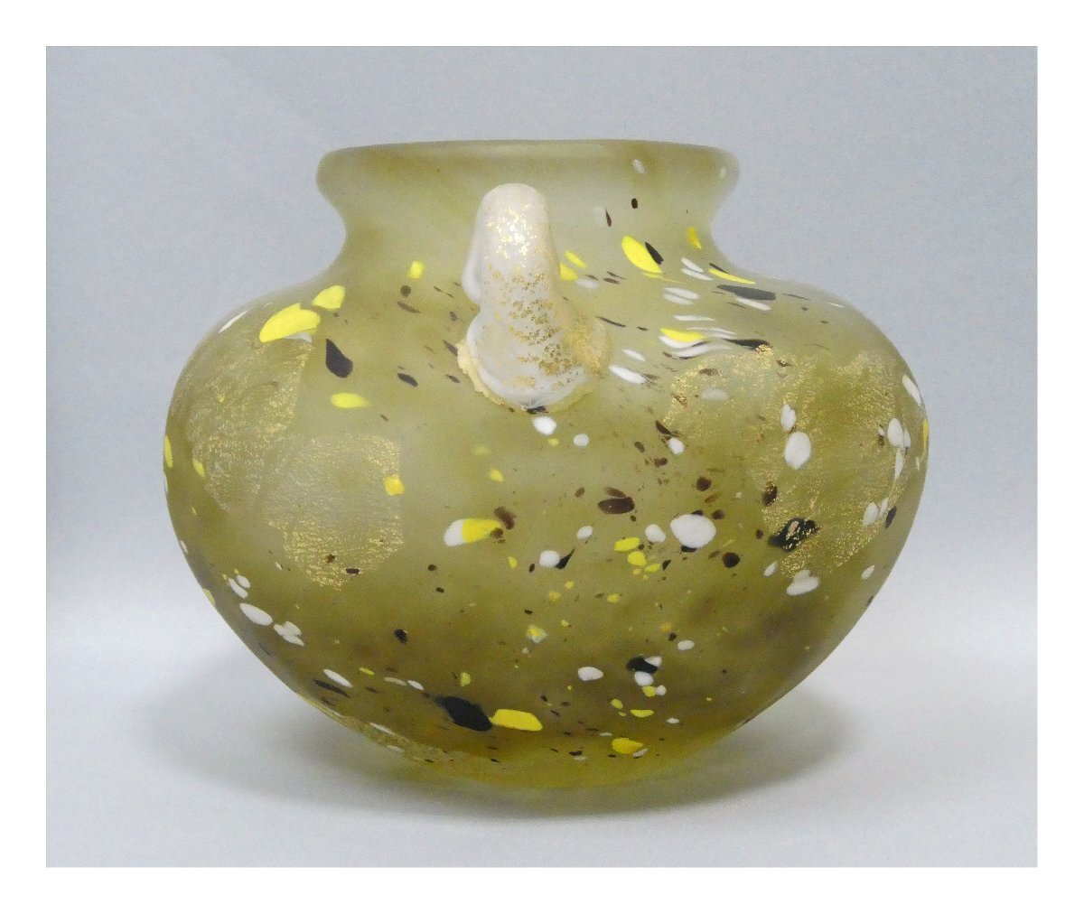 文化勲章受賞作家 藤田喬平作 手吹「三彩」 共箱入 文化勲章