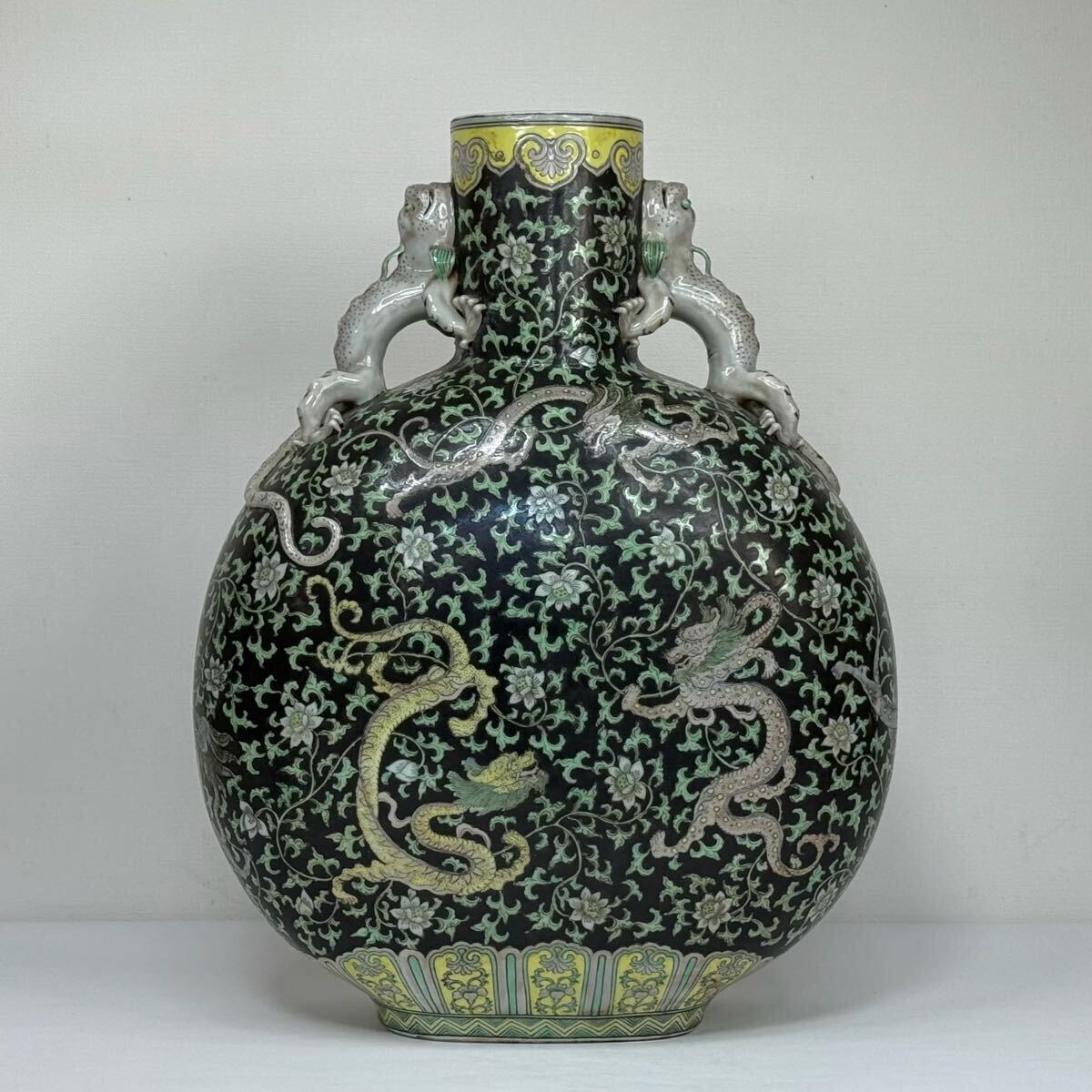 祖父蔵出品 中国 清時代 在銘手描き花瓶 骨董品 DE1038B12-5 祖父蔵