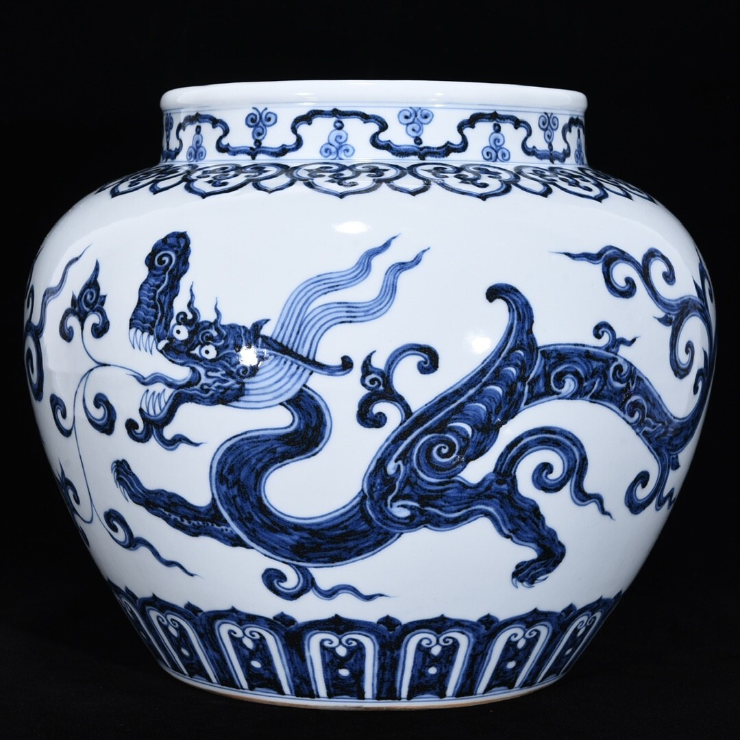 唐物 青花釉裏紅楼閣山水人物紋 玉壺春 大清康煕年