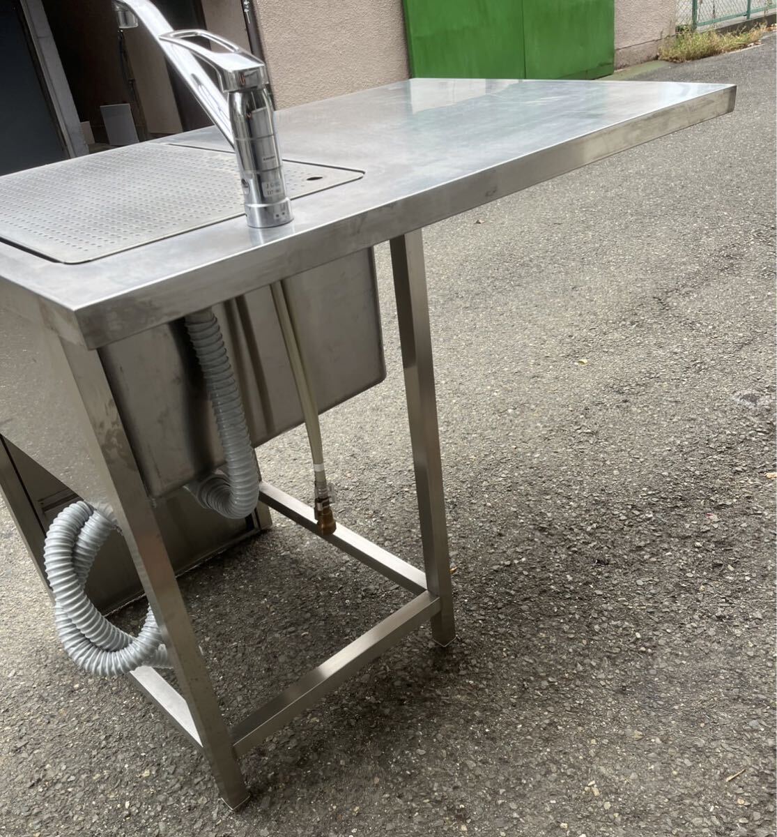 特注品 業務用 台付き 1槽シンク 混合水栓 蛇口付き 幅1120