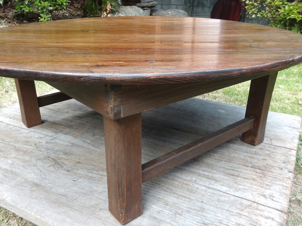 木製ちゃぶ台 折りたたみ 小円卓 丸テーブル 昭和レトロ □即決□ 木製