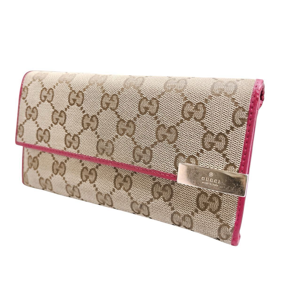 超美品】GUCCI グッチ 長財布 キャンバス ロゴプレート GG柄 レザー