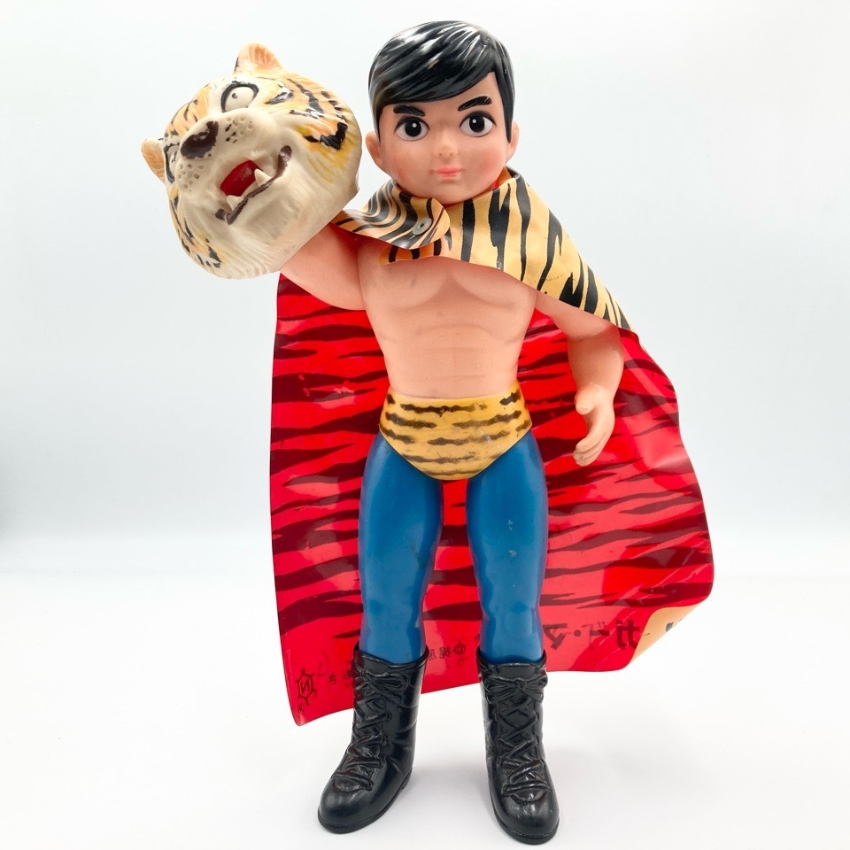 当時物 中嶋製作所 面取れマスクとマント付 希少タイガーマスク ソフビ