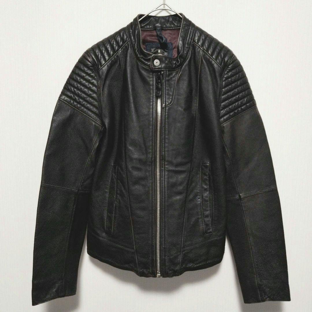 ジースターロウライダースジャケットシングルレザー豚革本革S