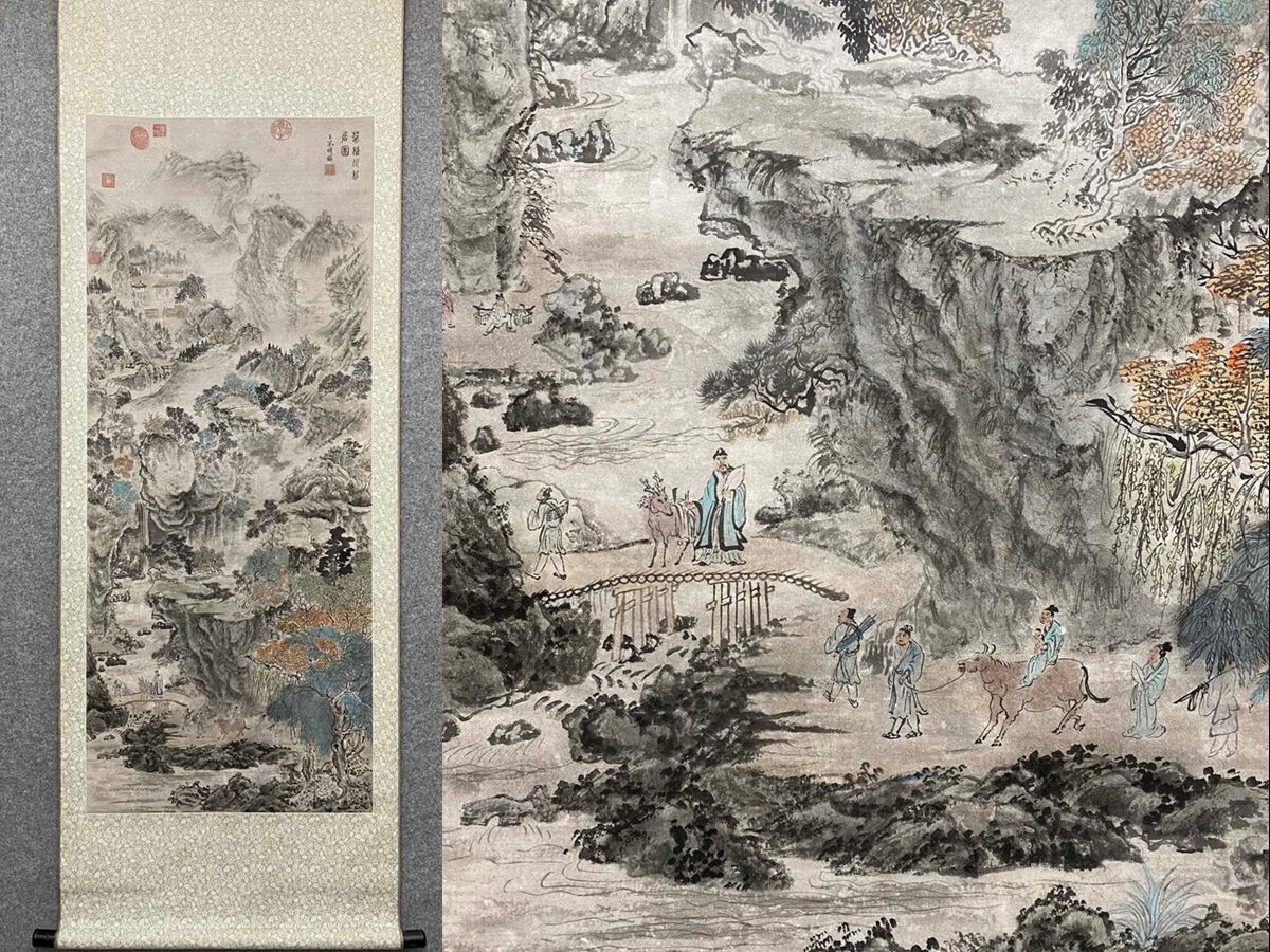 □観心・時代旧蔵□C048中国古書画 斉白石 群蝦図