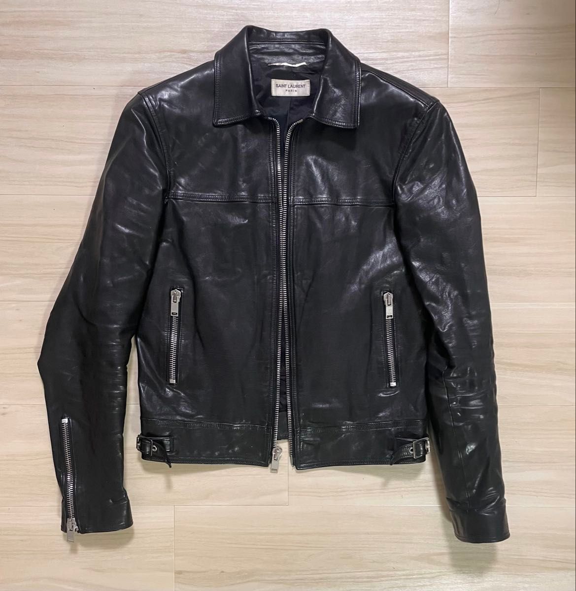 15SS サンローランパリ カフェレーサー シングルレザーライダース 44