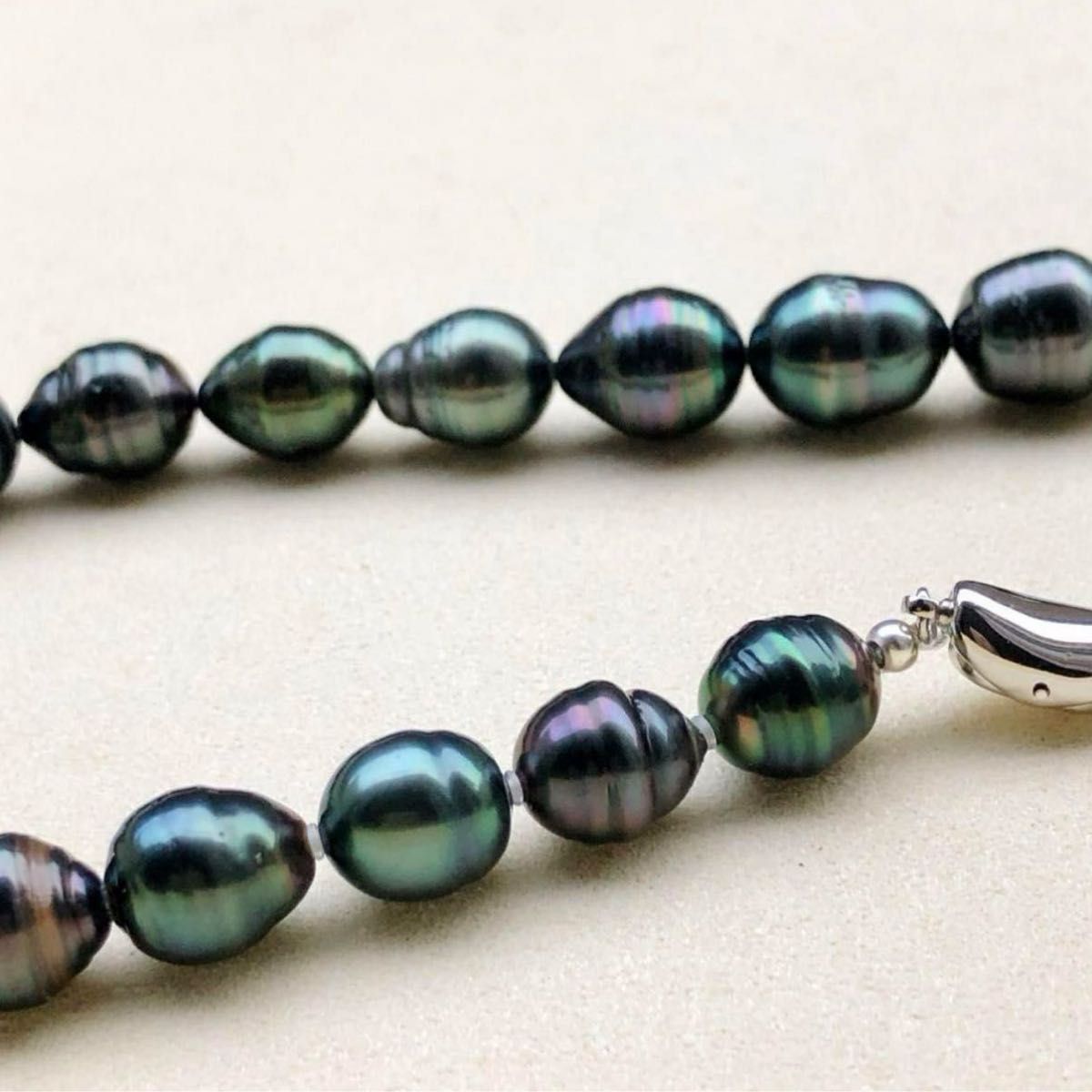 本真珠南洋黒蝶真珠タヒチパール ピーコック虹色 ネックレスs925 黒