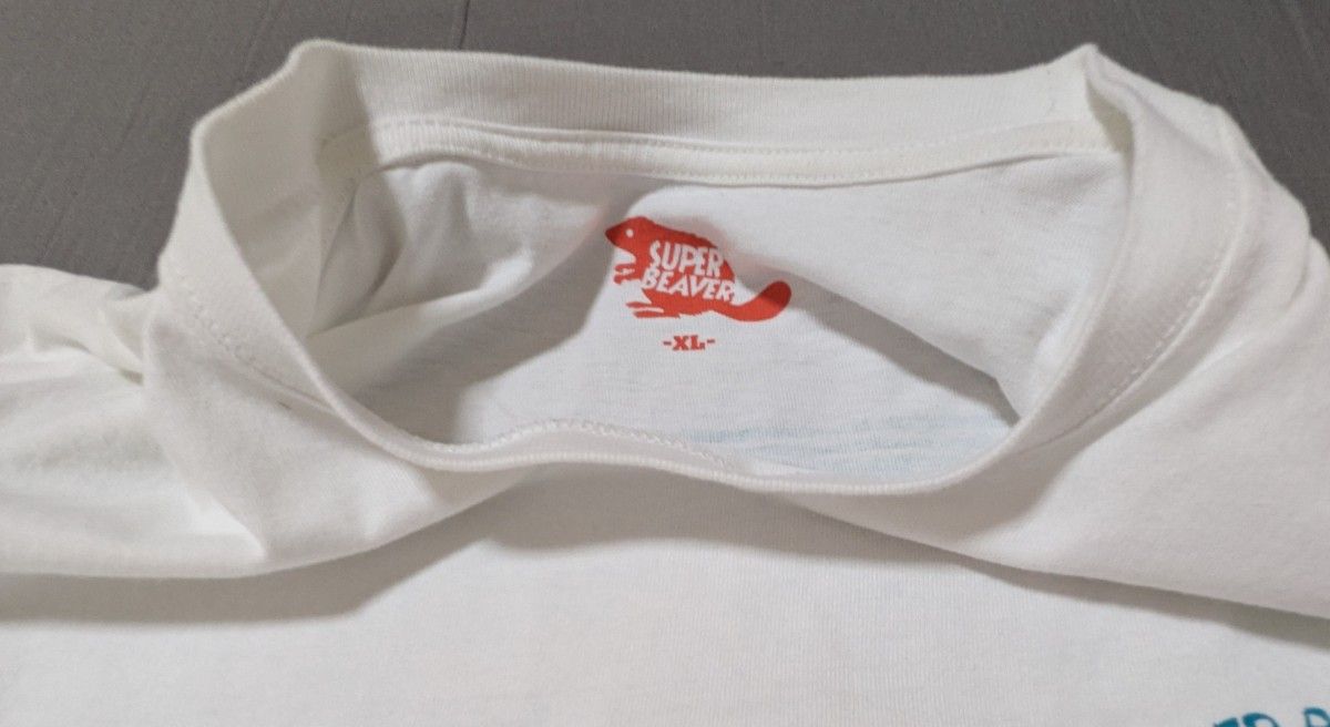 3回使用 XL SUPER BEAVER 超海狸 ロンT ホワイト 長袖 Tシャツ 白