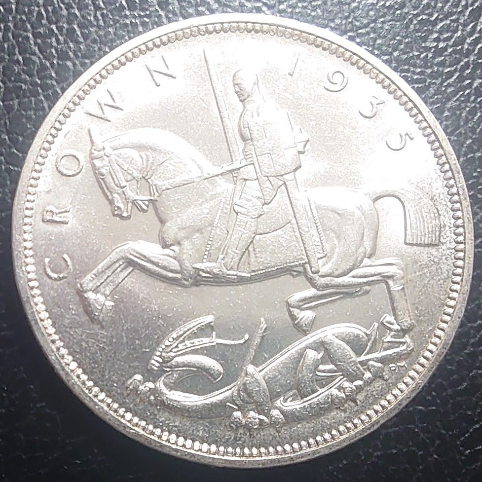 1935年 イギリス クラウン銀貨 ジョージ5世即位25周年記念銀貨 聖