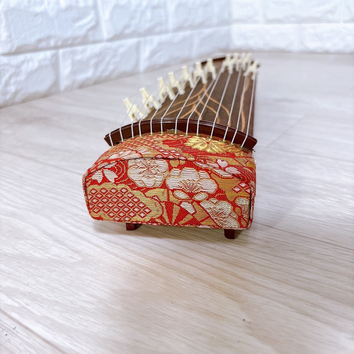 ミニ琴 全長約42cm 短琴 和楽器 13弦 お筝 お琴 お琴の手引き 爪付き