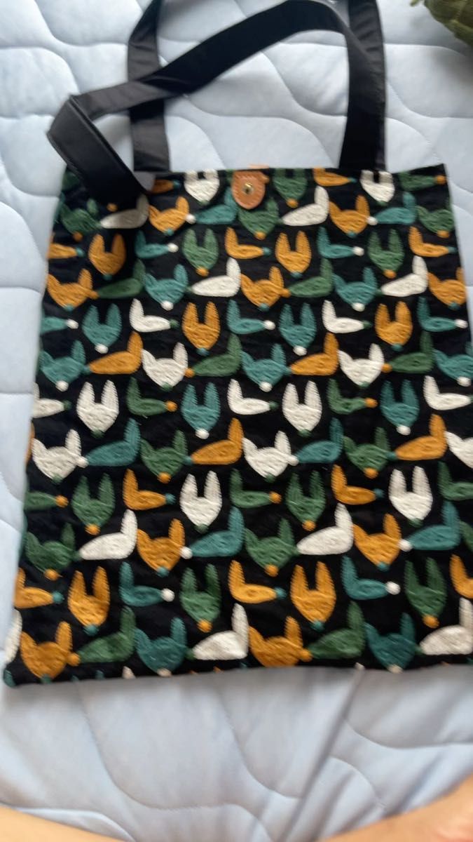 ミナペルホネン うずらバッグ スカイフル dark mix mina perhonen