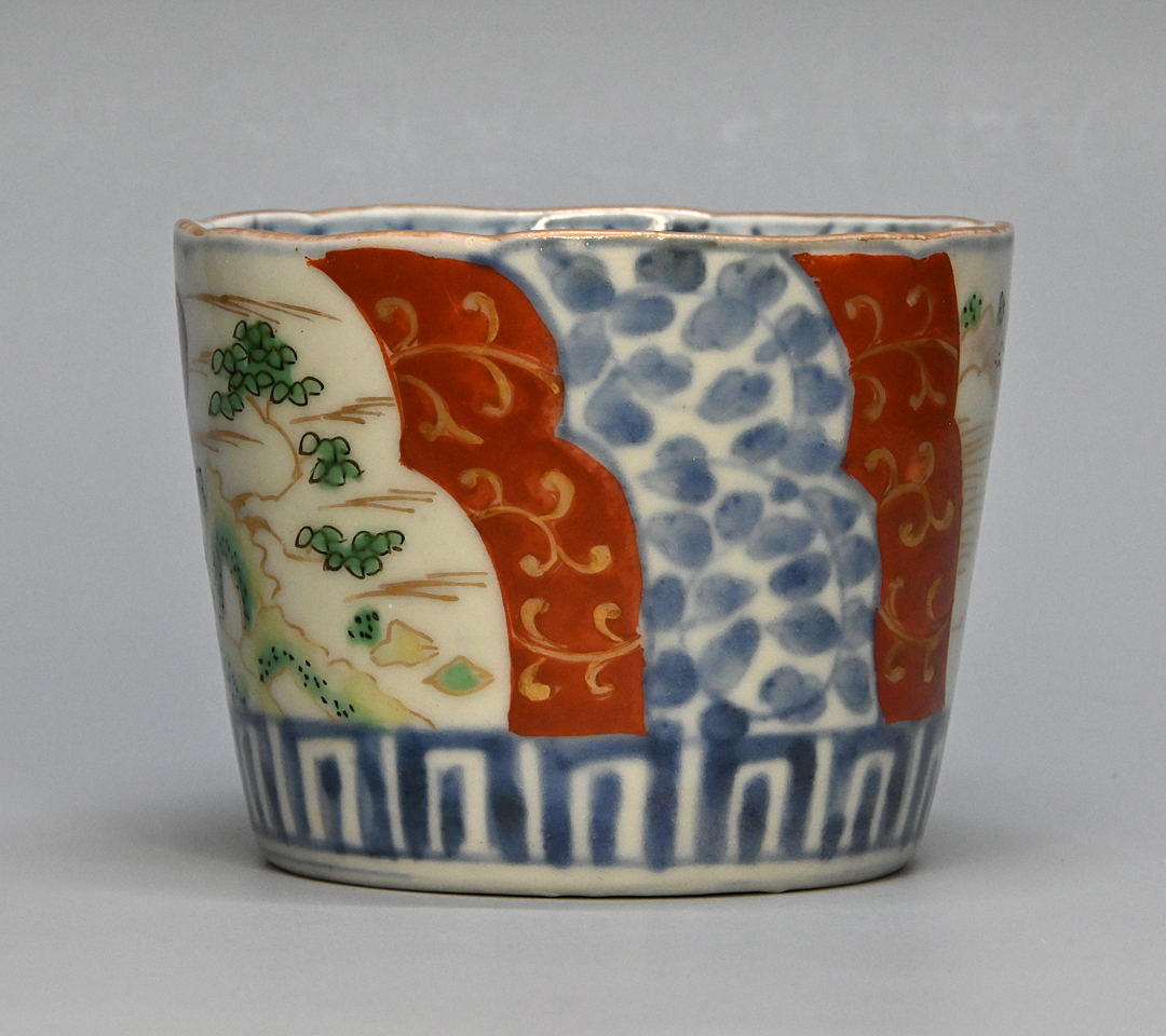 古伊万里 色絵 山水文 そば猪口 猪口 酒器 無傷 骨董 アンティーク