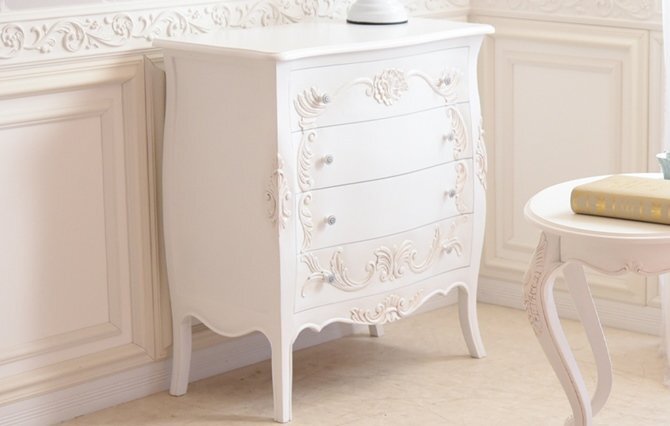 アウトレット】161，000円 4段チェスト 輸入家具 ロココ調