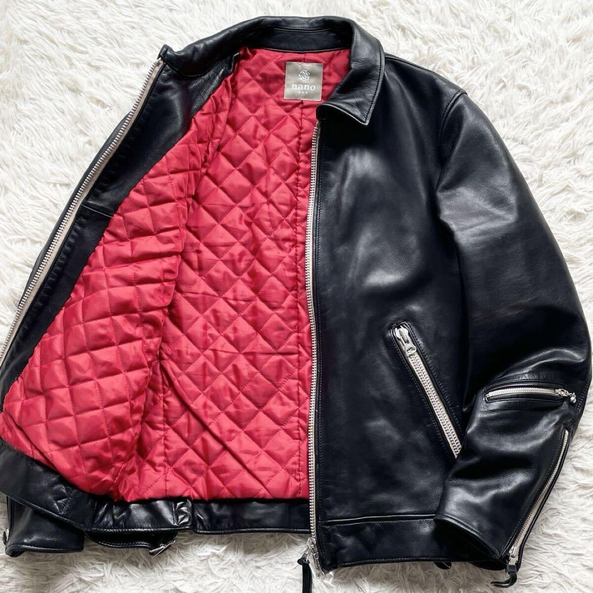 美品 XLサイズ nano universe シープスキン 羊革 シングルライダース