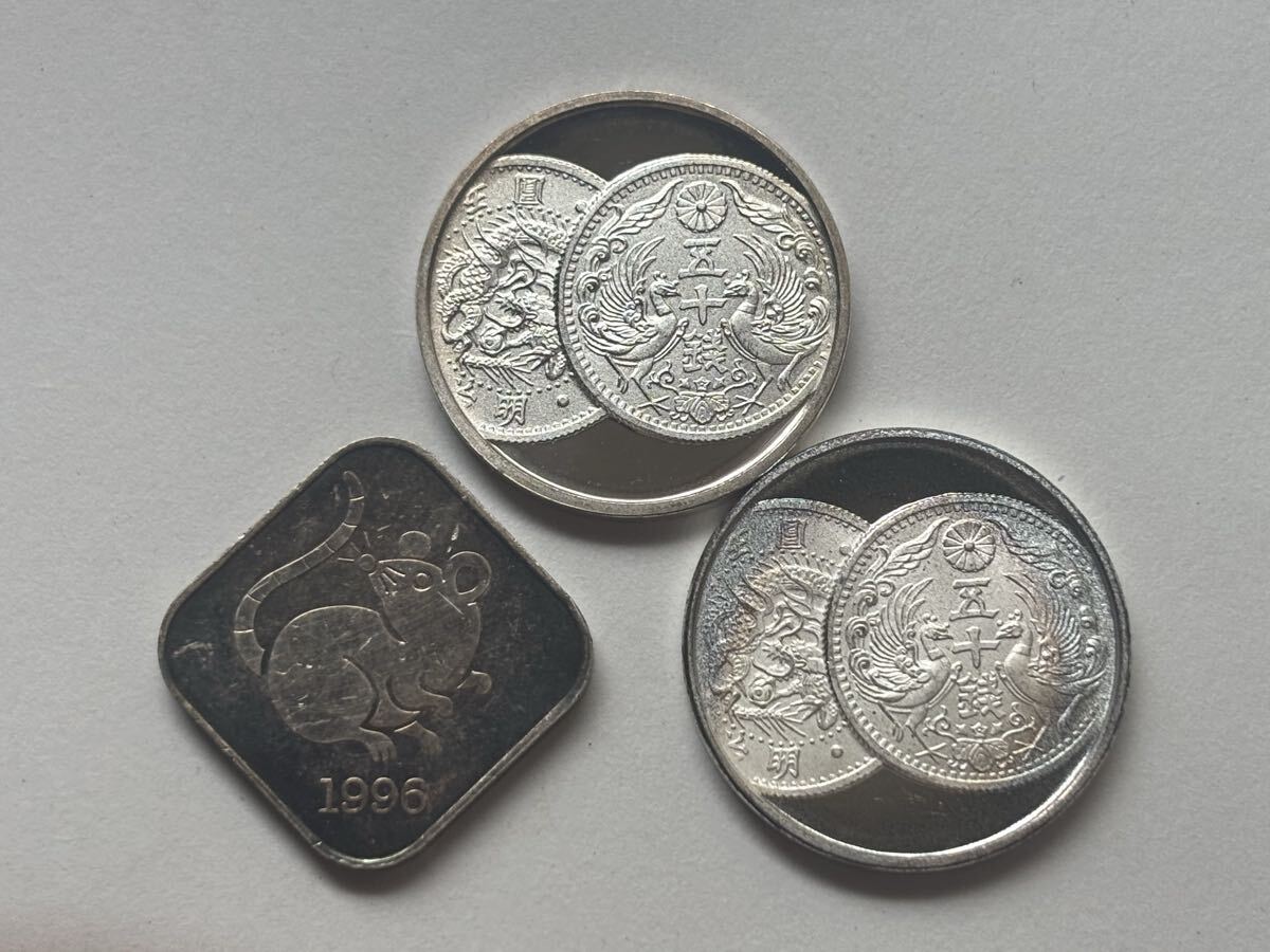 純銀メダル 純銀銘板 121g 純銀121g】明治百年記念 明治天皇御肖像牌