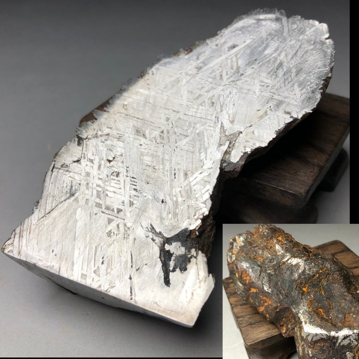 アルタイ隕石 重さ232g 鉄隕石 原皮付き 隕石 原石 木台付き-日本公式