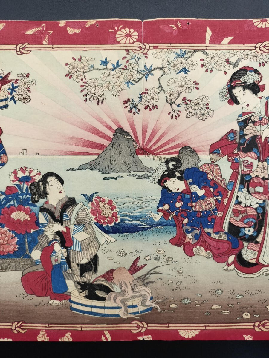 明治期 楊洲周延 木版画 雪月花 卯の花 卯能花 錦絵 美人画 Japanese