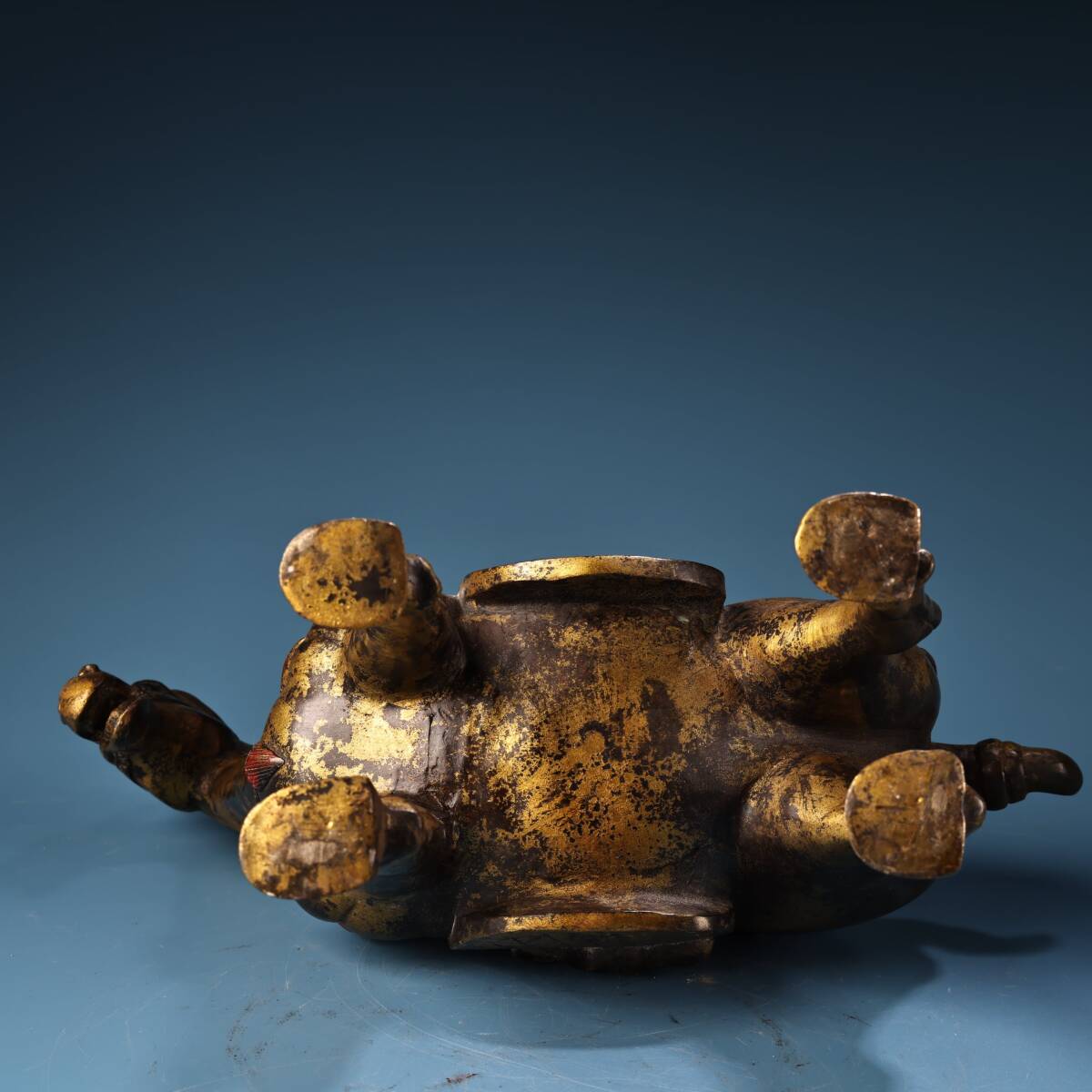 8804QN&9中国骨董 人間国宝 [珍品旧蔵純銅全銅高浮彫鏨蒔金