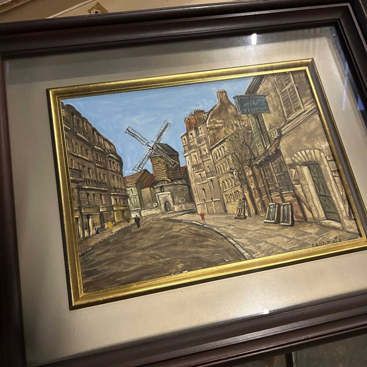 Yahoo!オークション - 【真作】坂本益夫「モンマルトル風景」油彩画 額